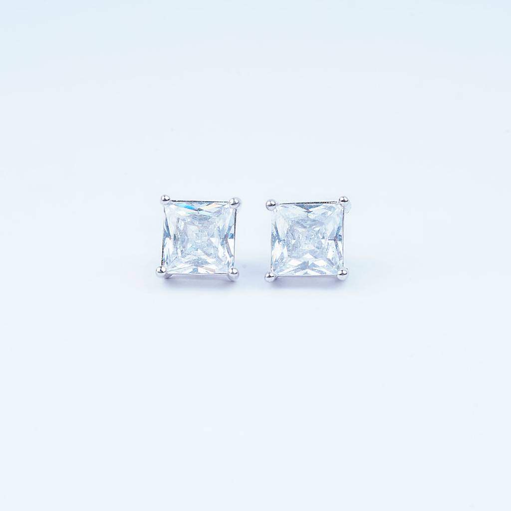 925 Pure Silver Decent Square Zircon Stud Earrings : TWP10226MM