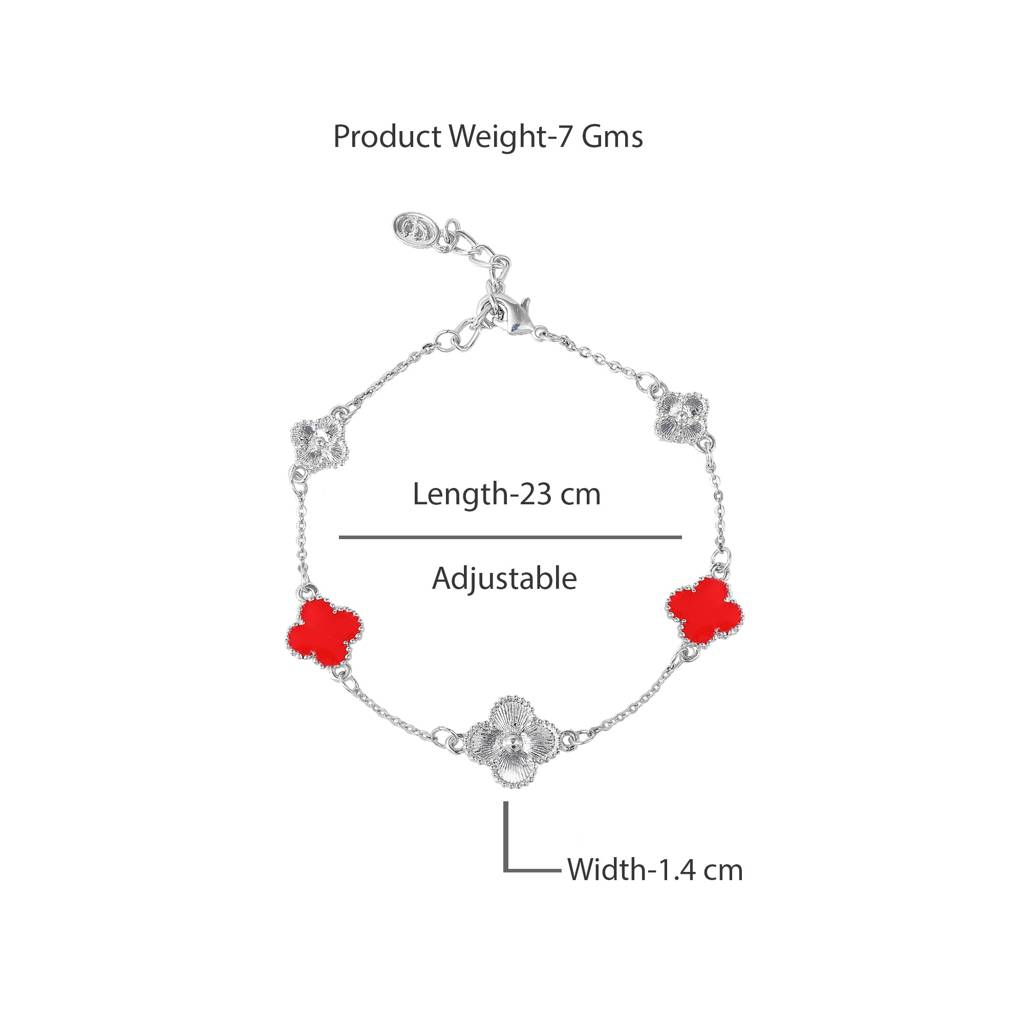 Estele Trendy Clover Leafy Style Adjustable Charm Bracelet For Women : 102184-IRRDBR