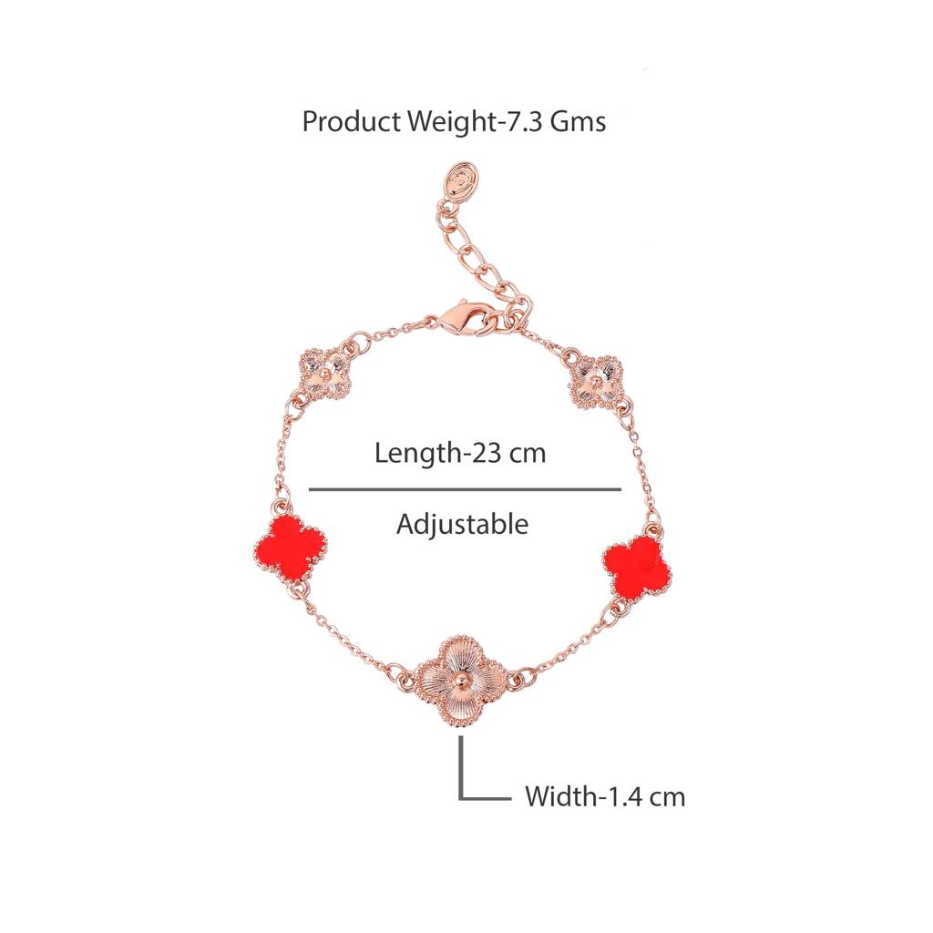 Estele Trendy Clover Leafy Style Adjustable Charm Bracelet For Women : 102184-RGRDBR