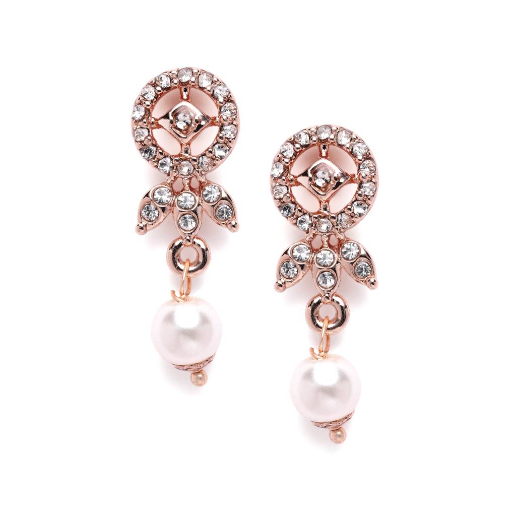 Premium Lightweight American Diamond Necklace Set With Luxurious Rosegold Finish : 10236-RGNKER