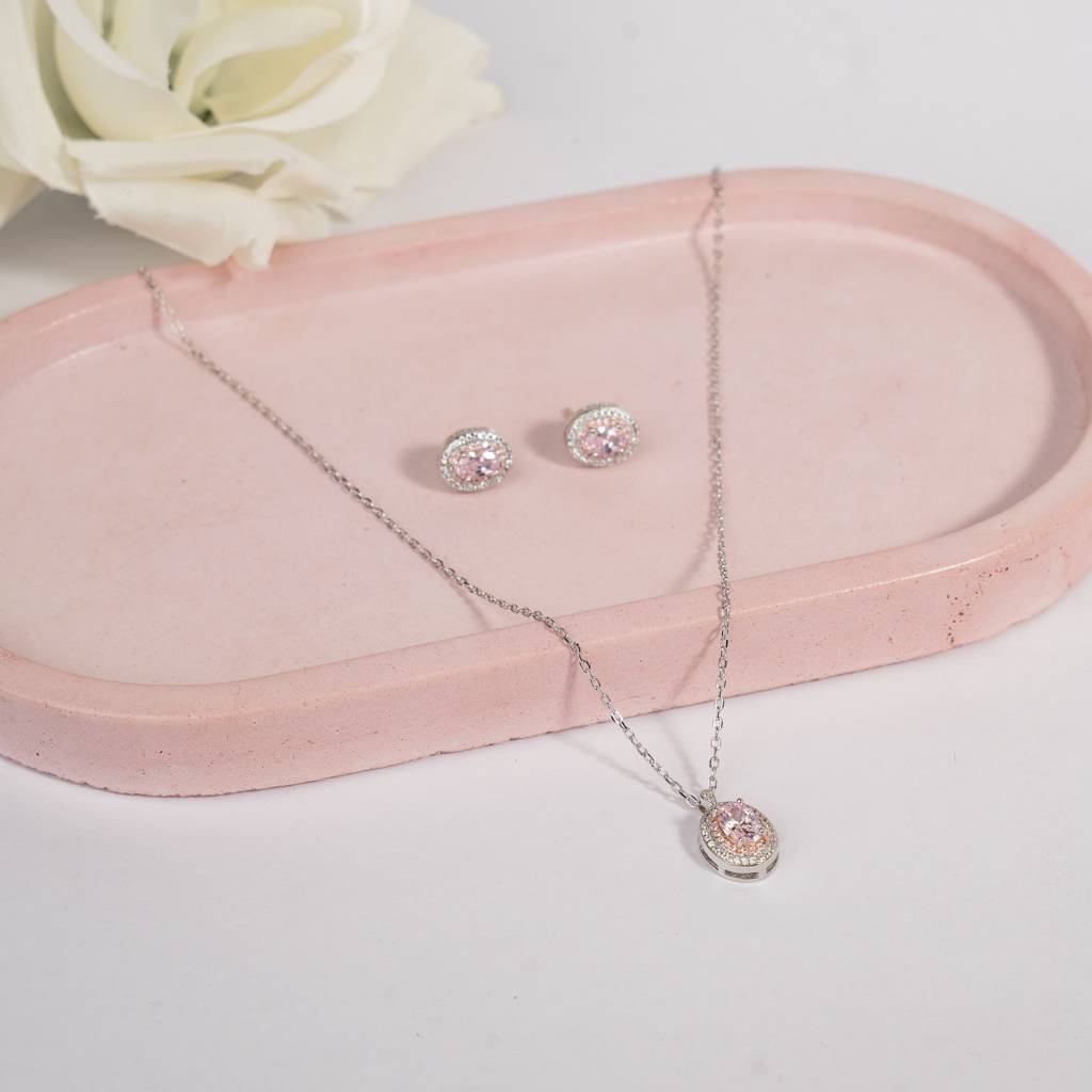 Aphrodite: 925 Sterling Silver Soft Pink Set For Women Sterling  Silver One Size Pink