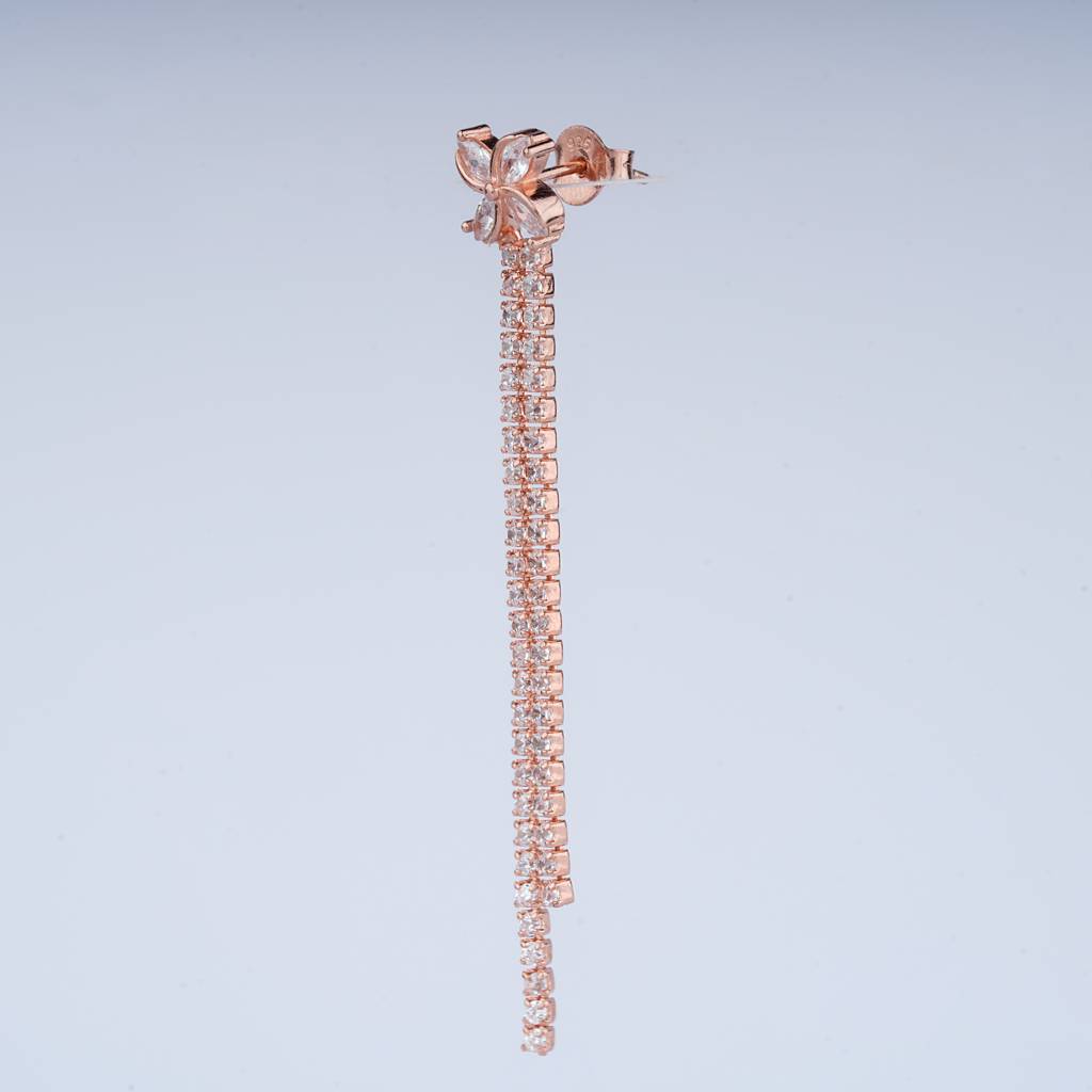 925 Pure Silver Rose Gold Earrings | Gold Threader Drop Dangers Earrings : TWP1057