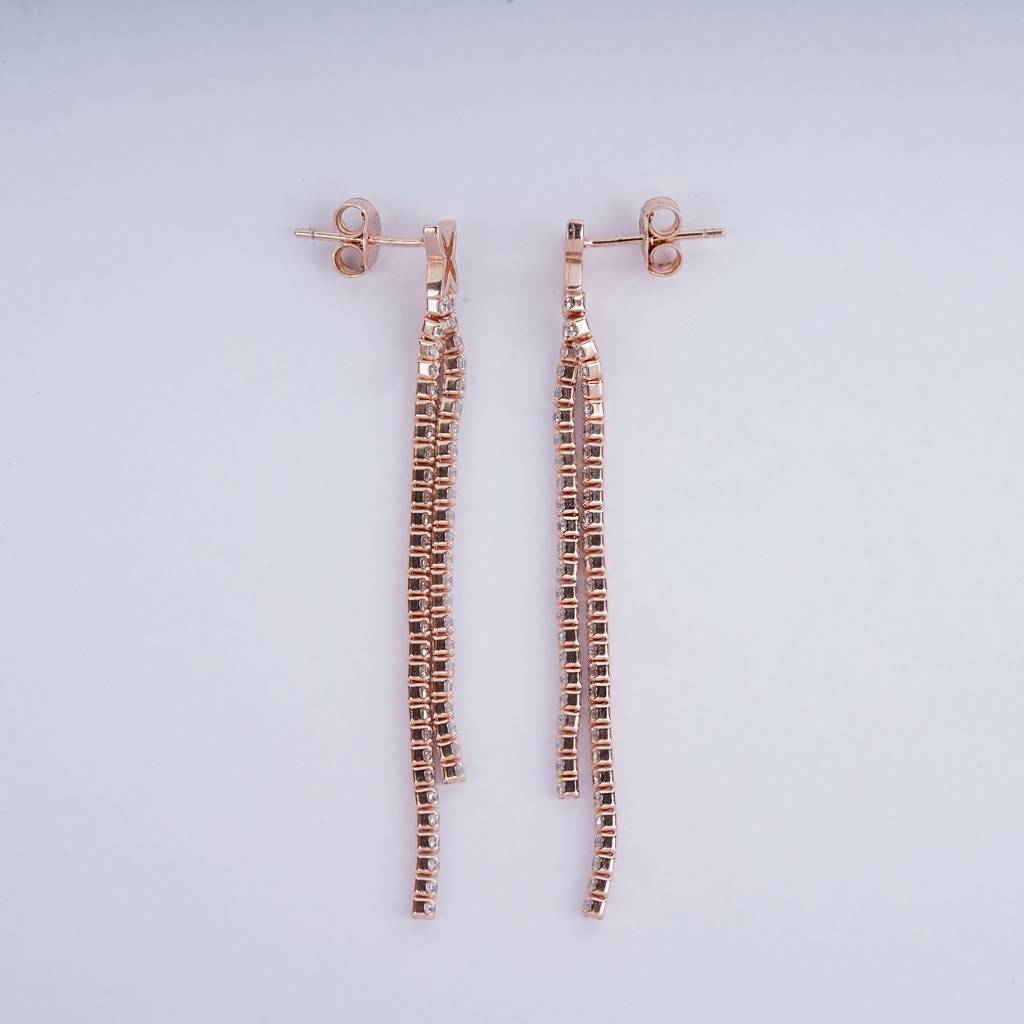 925 Pure Silver Rose Gold Earrings-Twp1052 : TWP1052