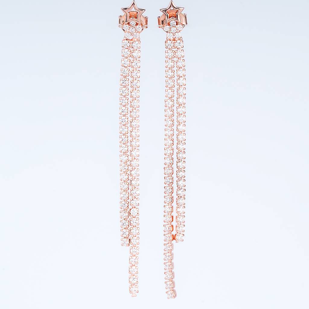 925 Pure Silver Rose Gold Earrings-Twp1051 : TWP1051