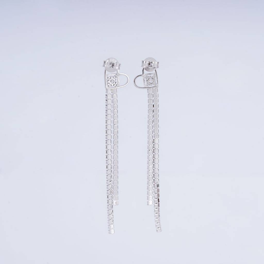 925 Pure Silver Long Earrings | Tennis Drop Earrings Fancy Long Earrings Drop : TWP1056
