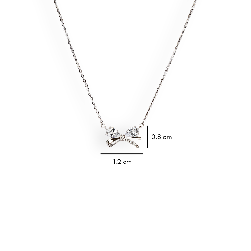Gifted: 925 Sterling Silver Bow Necklace For Women : 1035NK
