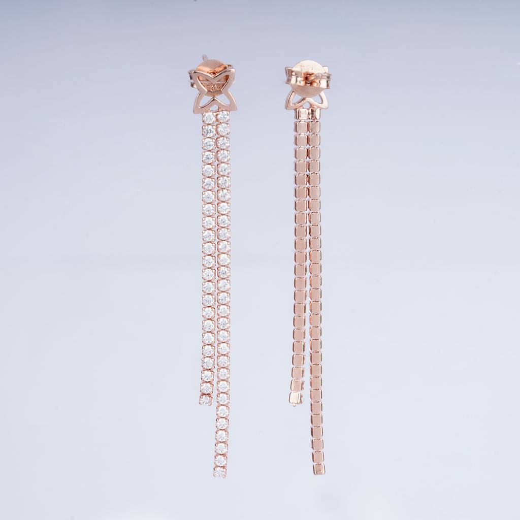 925 Pure Silver Rose Gold Earrings-Twp1052 : TWP1052