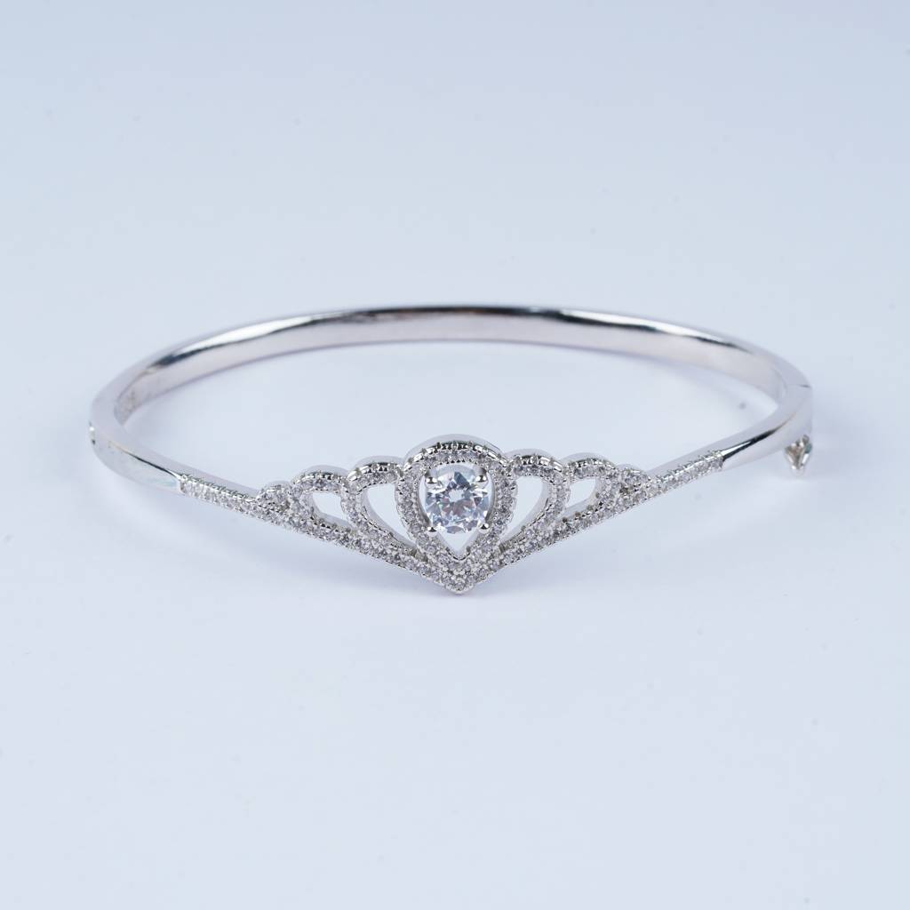 925 Pure Silver Crown Shaped Bracelet | Princess Crown Bangle Bracelet For Women : BR1008