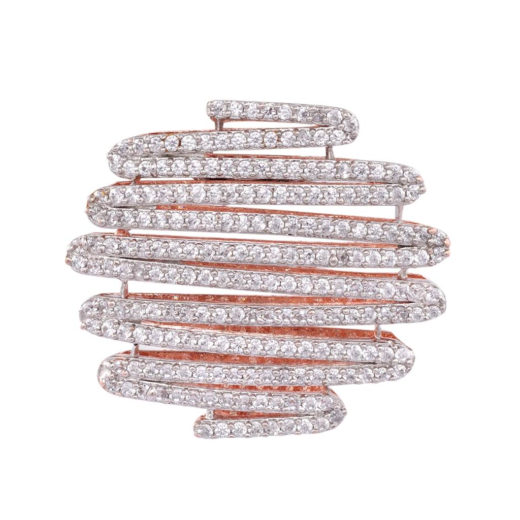 Saraf Jewellery, Rose Gold With White American Diamond Studded Handcrafted Designer Ear Ring : SJ1044