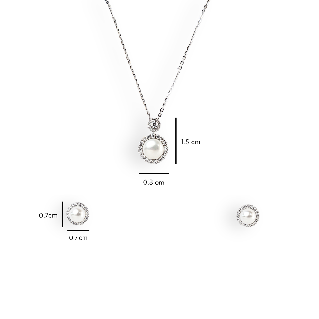 Full Moon: 925 Sterling Silver & Pearl Set For Women : 1051SET