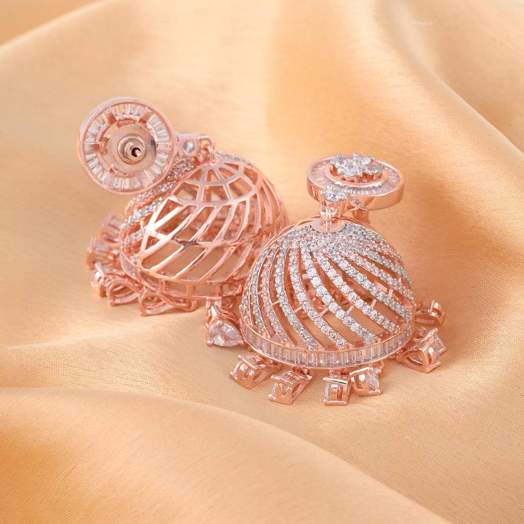 Saraf Jewellery Rose Gold Plated With American Diamond Studded