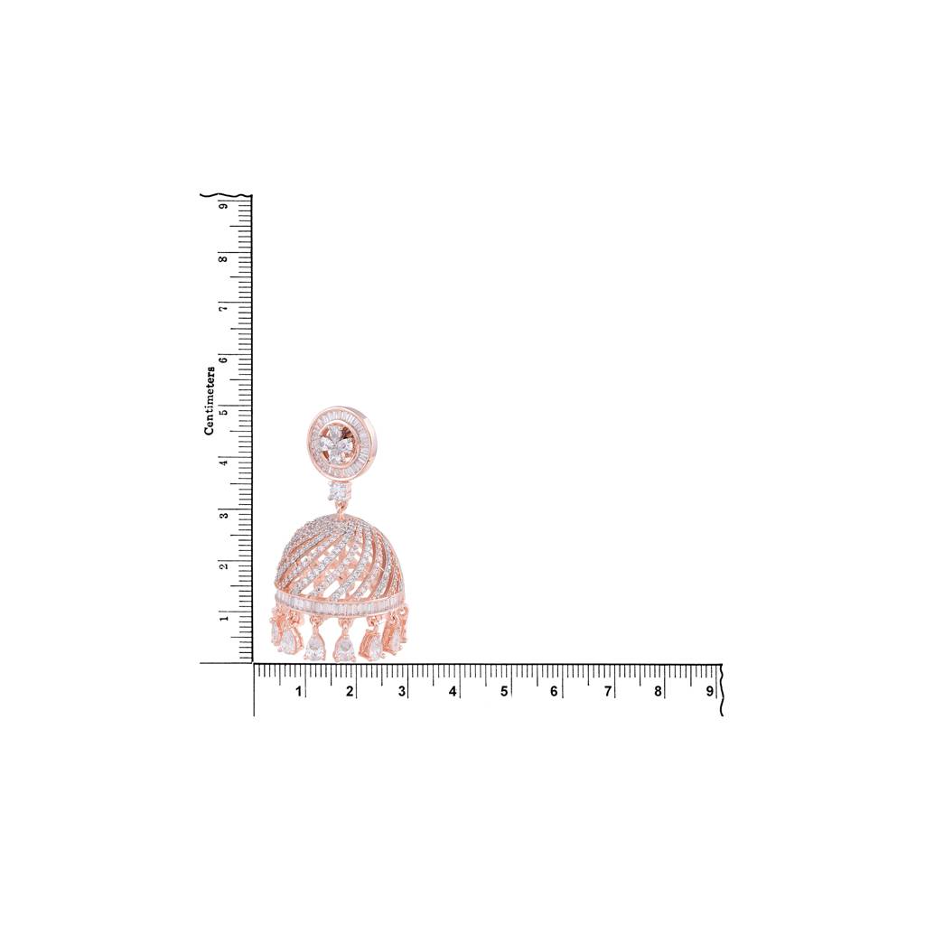 Saraf Jewellery  Rose Gold Plated With American Diamond Studded Handcrafted Dome Shaped Jhumka For Women & Girls : SJER1058