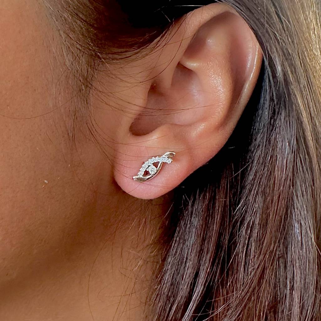 Spiral Shine Stud Earrings In 925 Silver : 1070