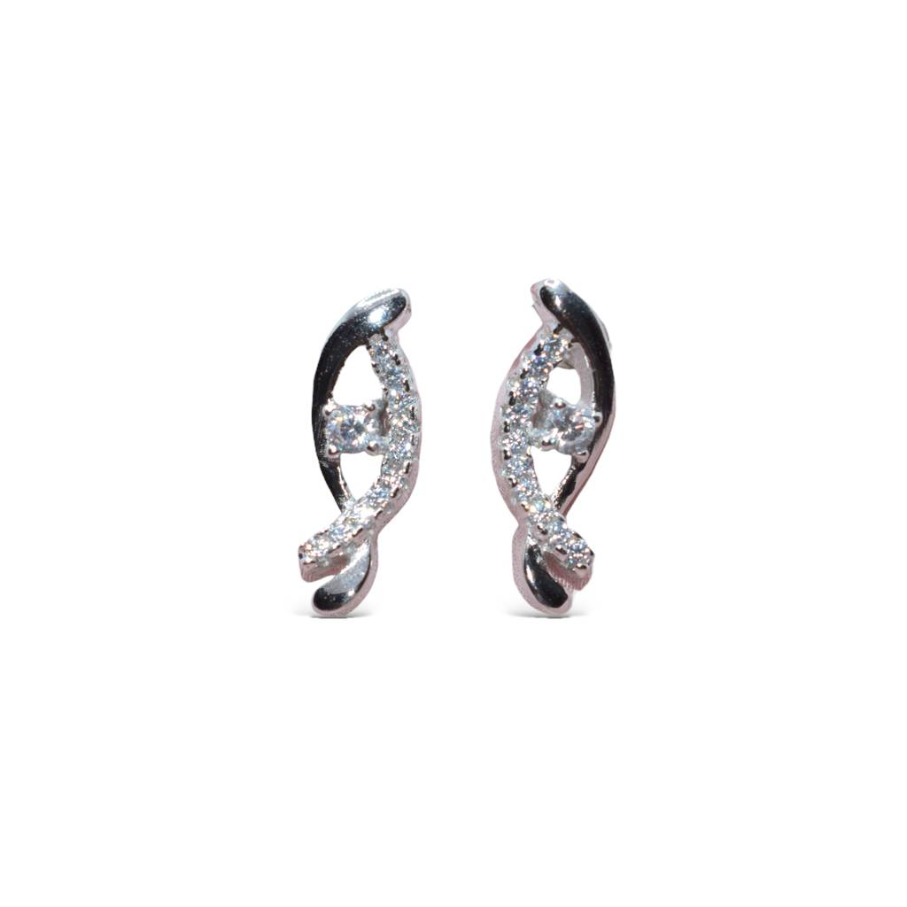 Spiral Shine Stud Earrings In 925 Silver : 1070
