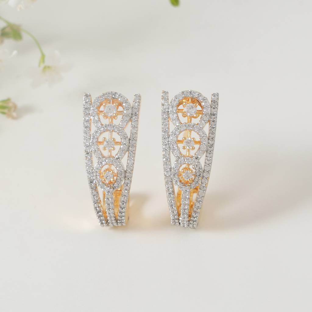 Amazing Floral Diamond Hoop Earring : SJ144