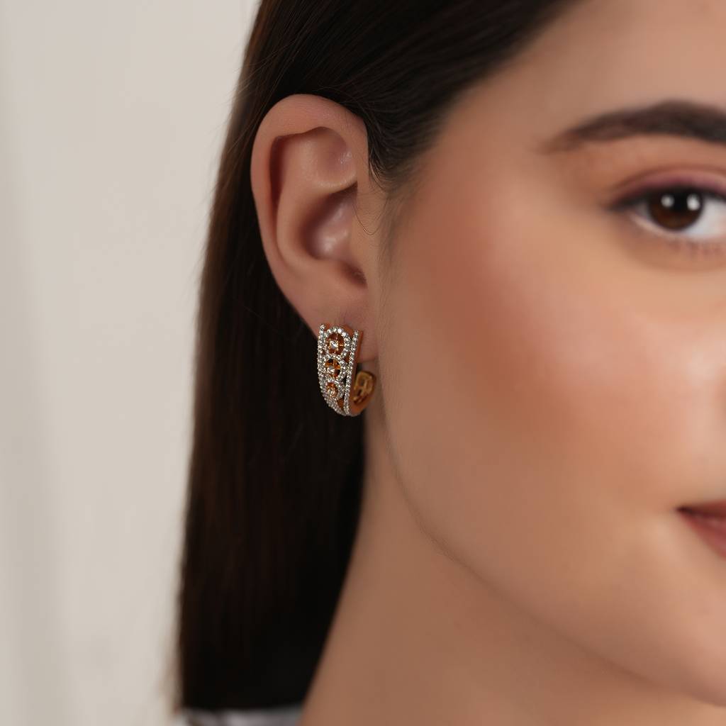 Amazing Floral Diamond Hoop Earring : SJ144