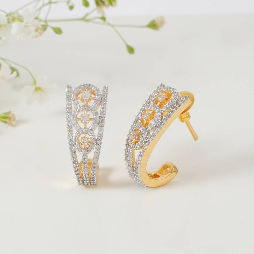 Amazing Floral Diamond Hoop Earring : SJ144
