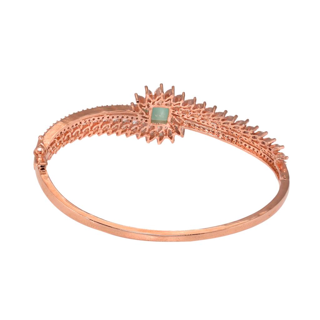 Saraf Jewellery,Rose Gold Plated Mint American Diamond Handcrafted Bracelet For Women & Girls : SJBR1078