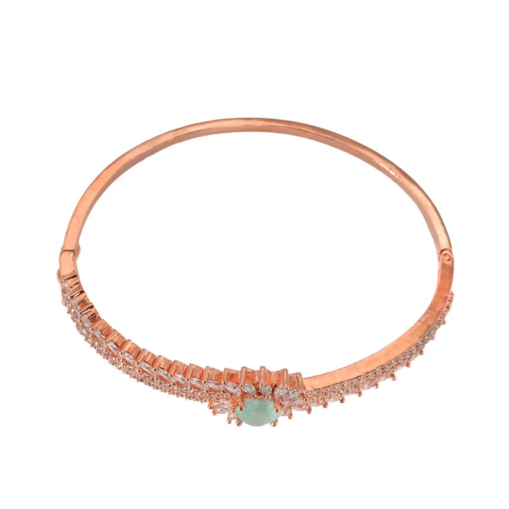 Saraf Jewellery,Rose Gold Plated Mint American Diamond Handcrafted Bracelet For Women & Girls : SJBR1078