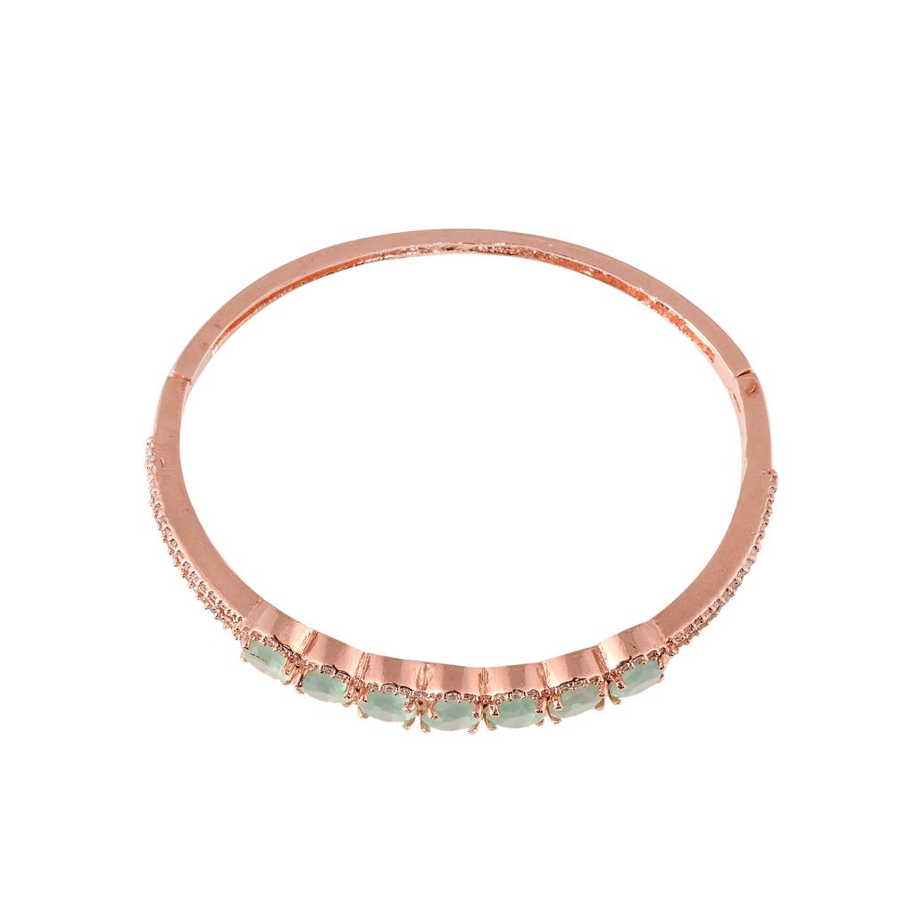 Saraf Jewellery,Rose Gold Plated Sea Green American Diamond Stylish Handcrafted Bracelet For Women & Girls : SJBR1079