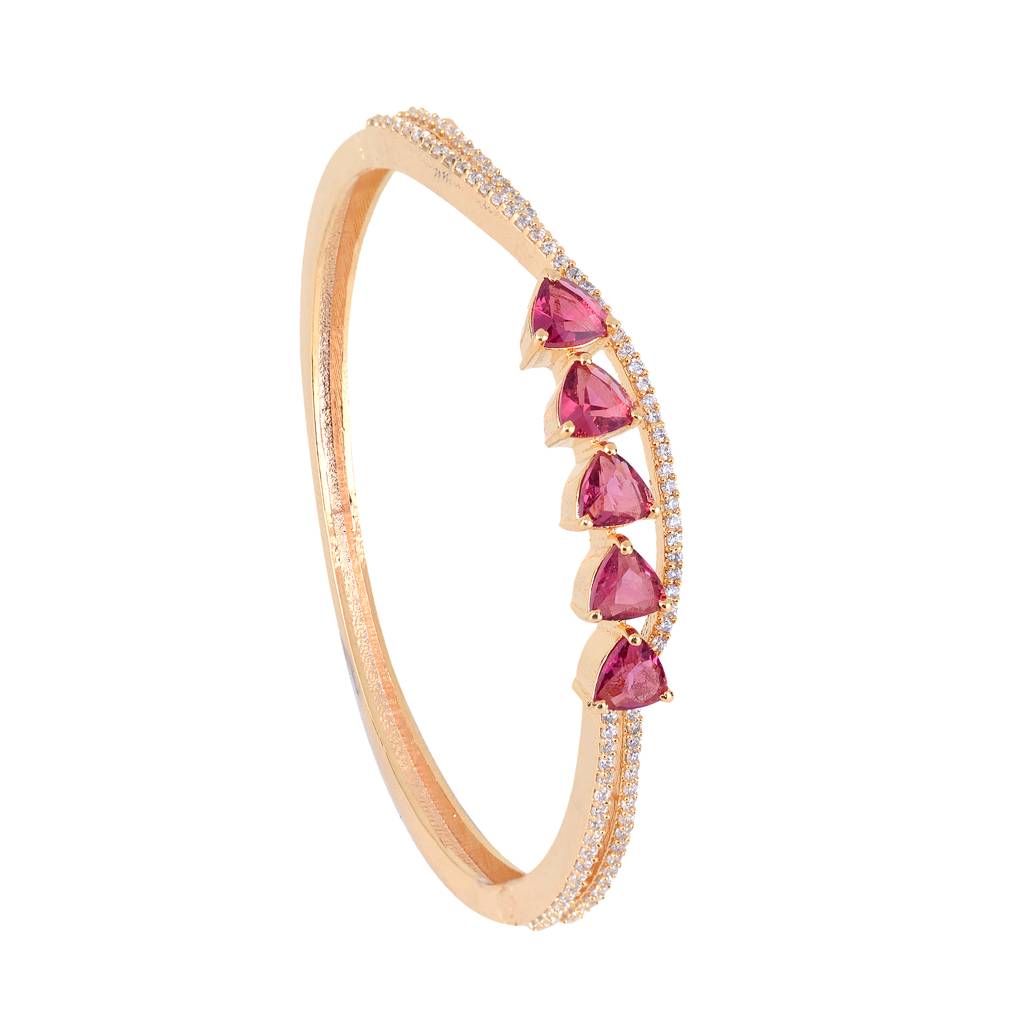 Saraf Jewellery, Gold Plated Ruby American Diamond Handcrafted Bracelet For Women And Girls : SJBR1081