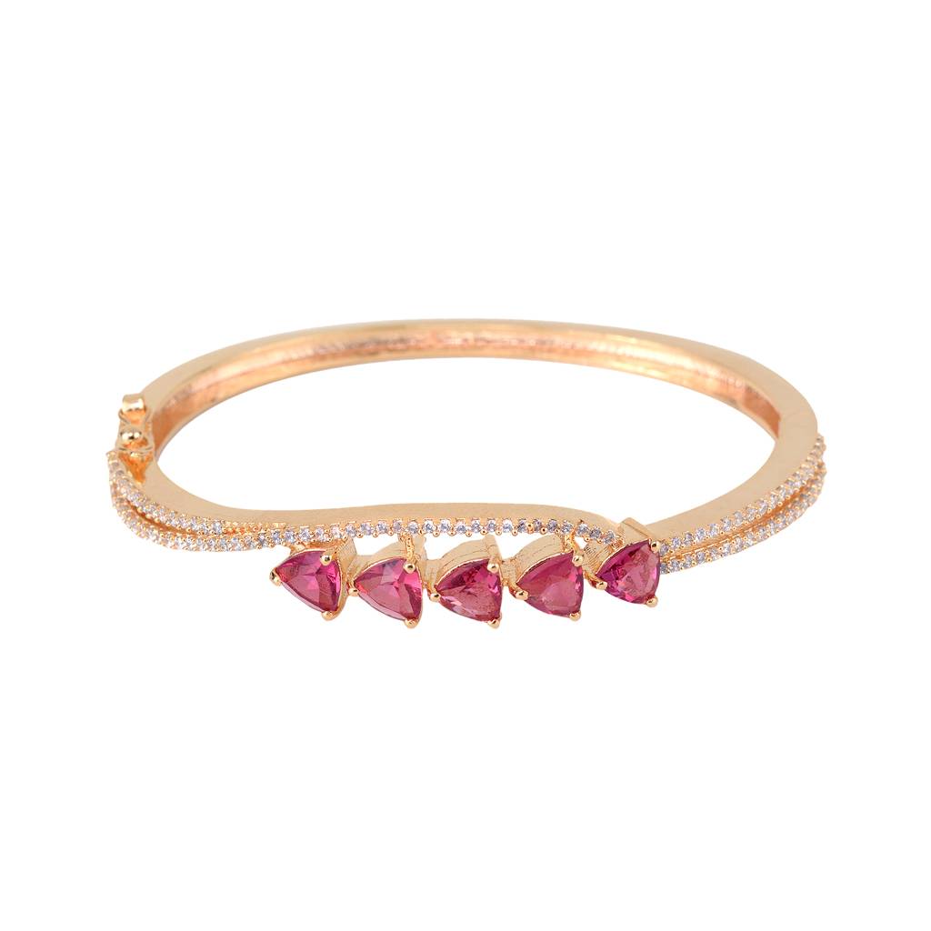 Saraf Jewellery, Gold Plated Ruby American Diamond Handcrafted Bracelet For Women And Girls : SJBR1081