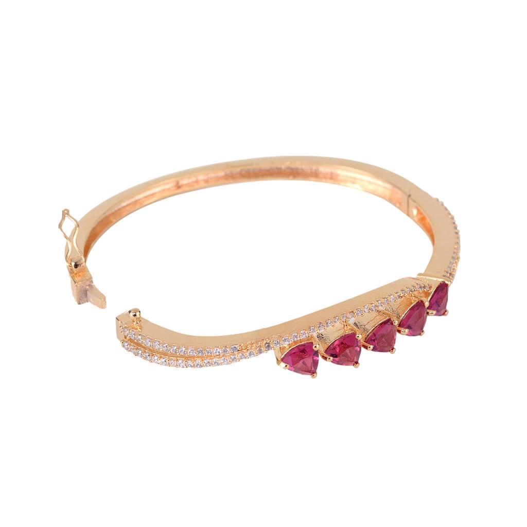 Saraf Jewellery, Gold Plated Ruby American Diamond Handcrafted Bracelet For Women And Girls : SJBR1081