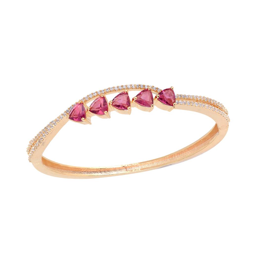 Saraf Jewellery, Gold Plated Ruby American Diamond Handcrafted Bracelet For Women And Girls : SJBR1081