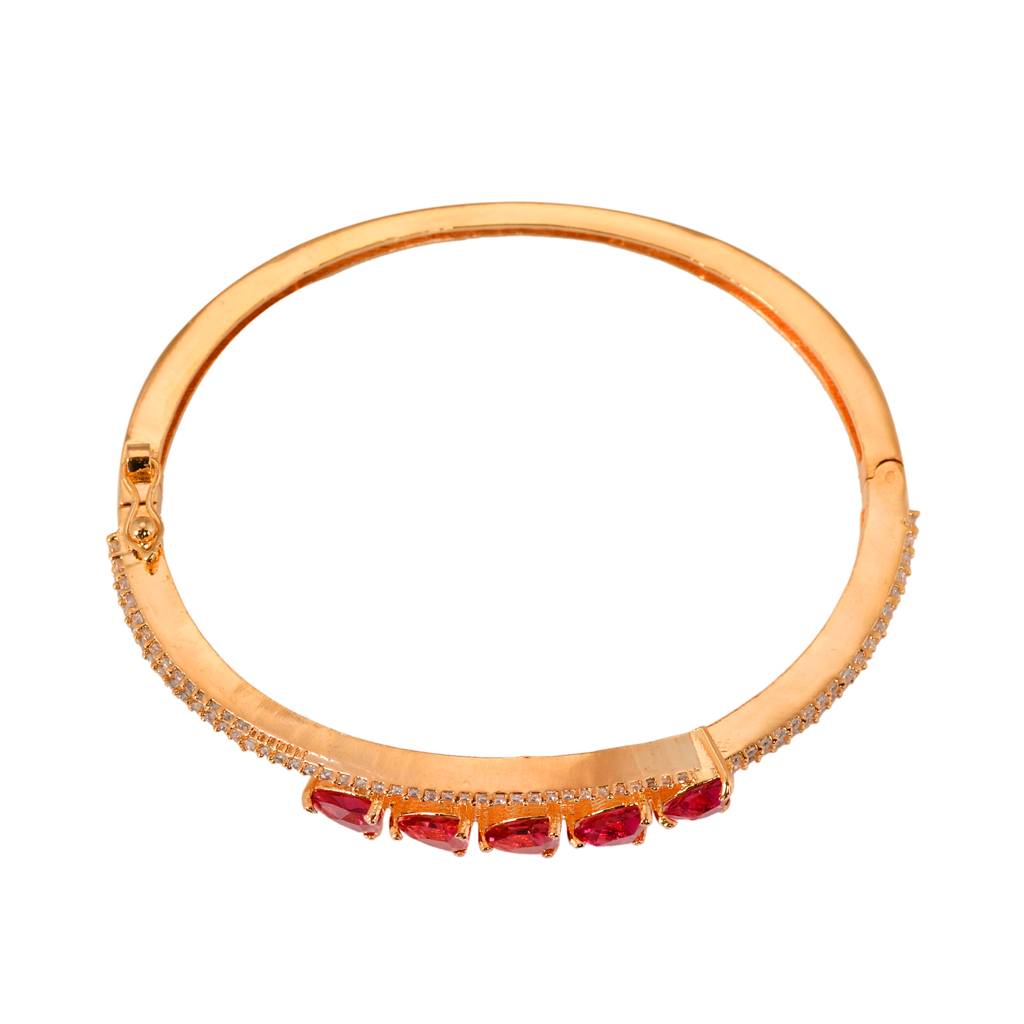 Saraf Jewellery, Gold Plated Ruby American Diamond Handcrafted Bracelet For Women And Girls : SJBR1081
