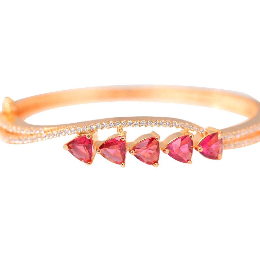Saraf Jewellery, Gold Plated Ruby American Diamond Handcrafted Bracelet For Women And Girls : SJBR1081