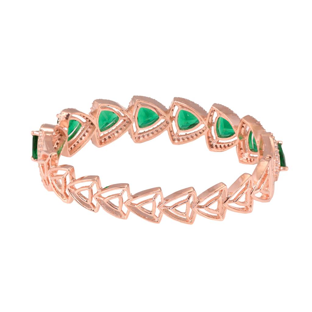 Saraf Jewellery,Rose Gold Plated Green American Diamond Designer Handcrafted Bracelet For Women & Girls : SJBR1085