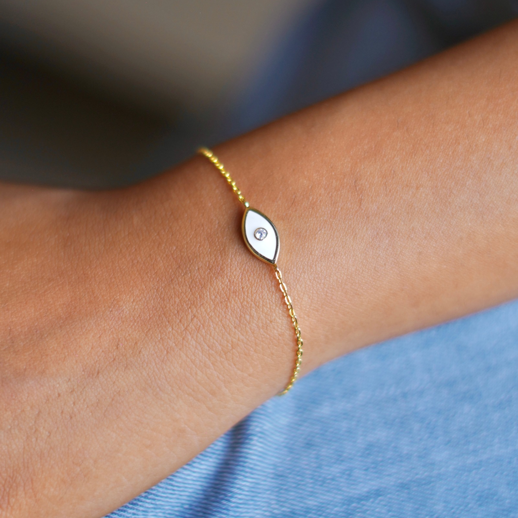 No Nazar: 92.5 Silver Evil Eye Chain Bracelet For Women : 1085BR