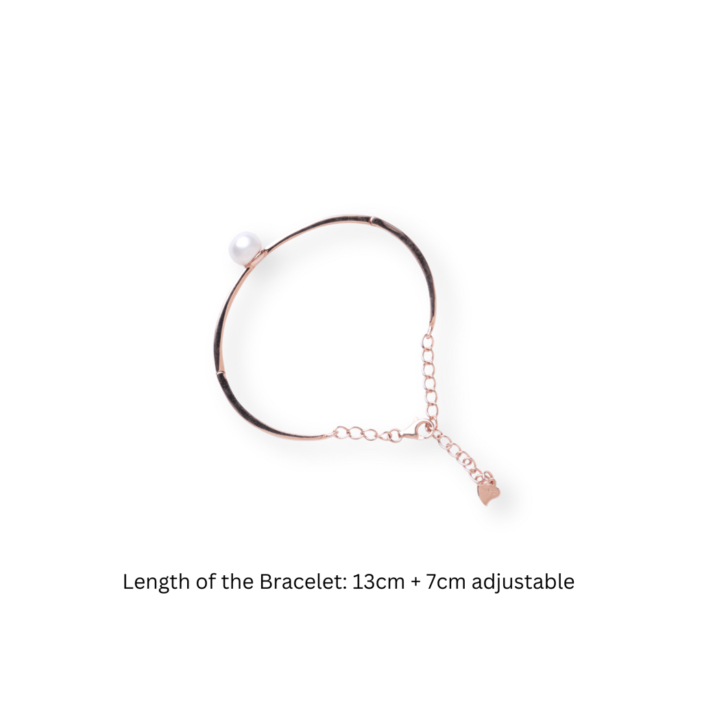 Solene: 92.5 Silver Pearl Kada Bracelet For Women - Rose Gold : 1086BR