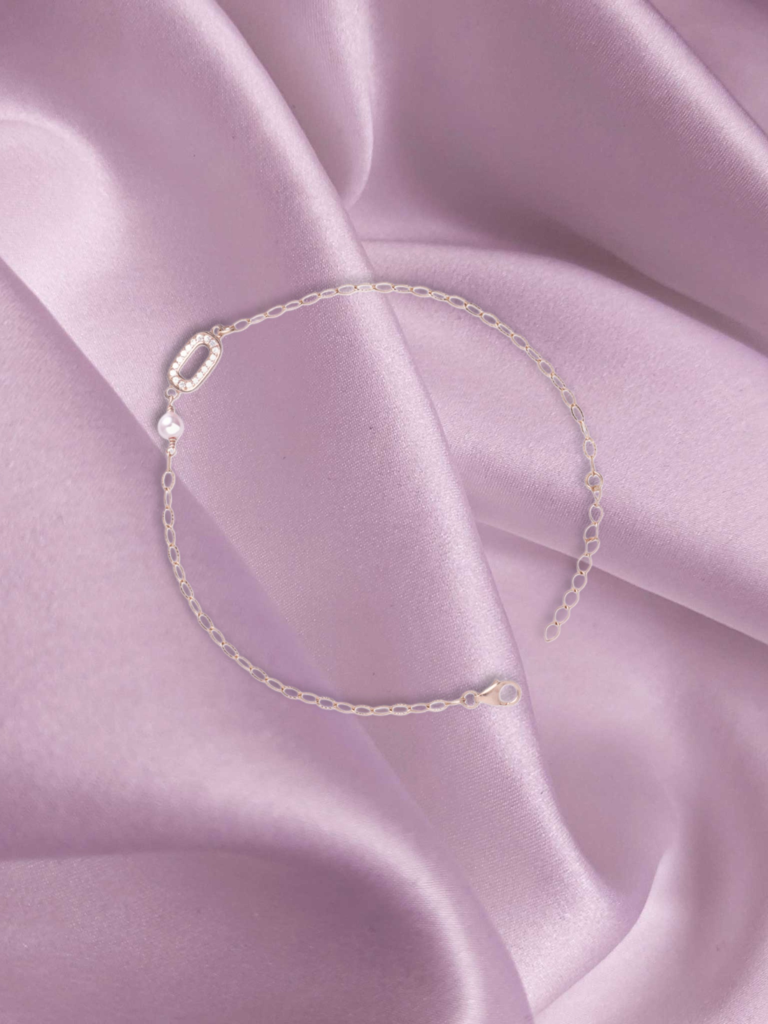 Tied To You: 92.5 Silver Chain Bracelet For Women - Rose Gold : 1089BR