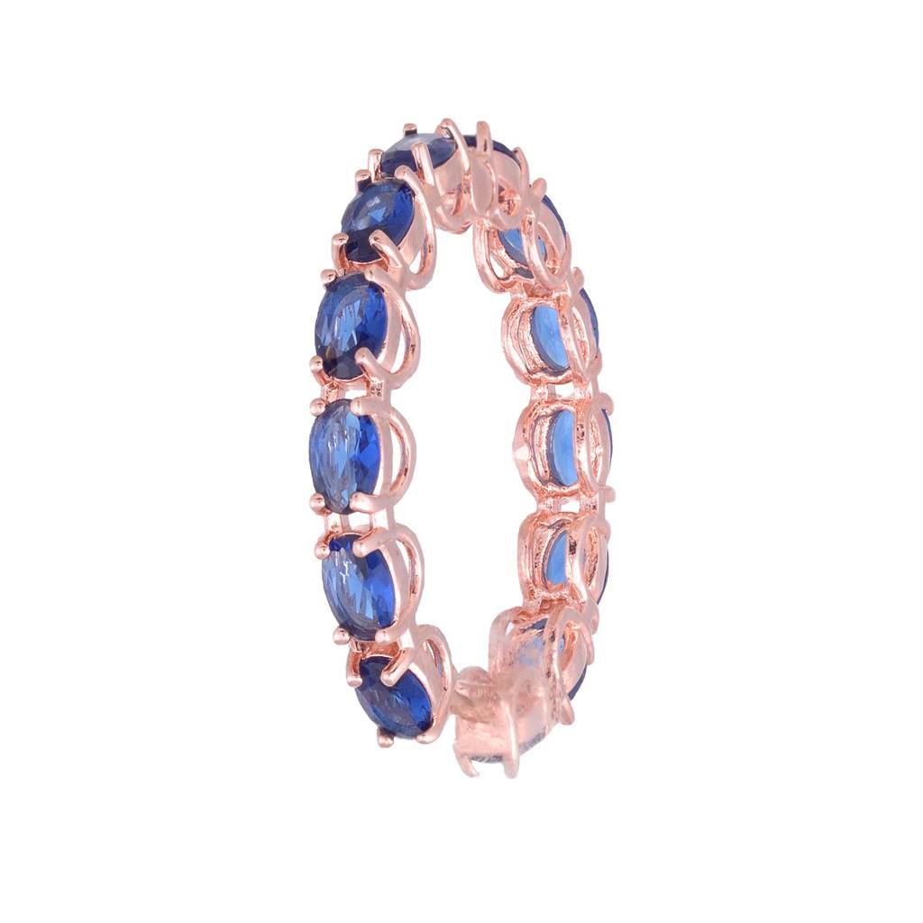 Sapphire Studded Hoops Rose Gold Plated Blue Round Big Earrings : SJER1090