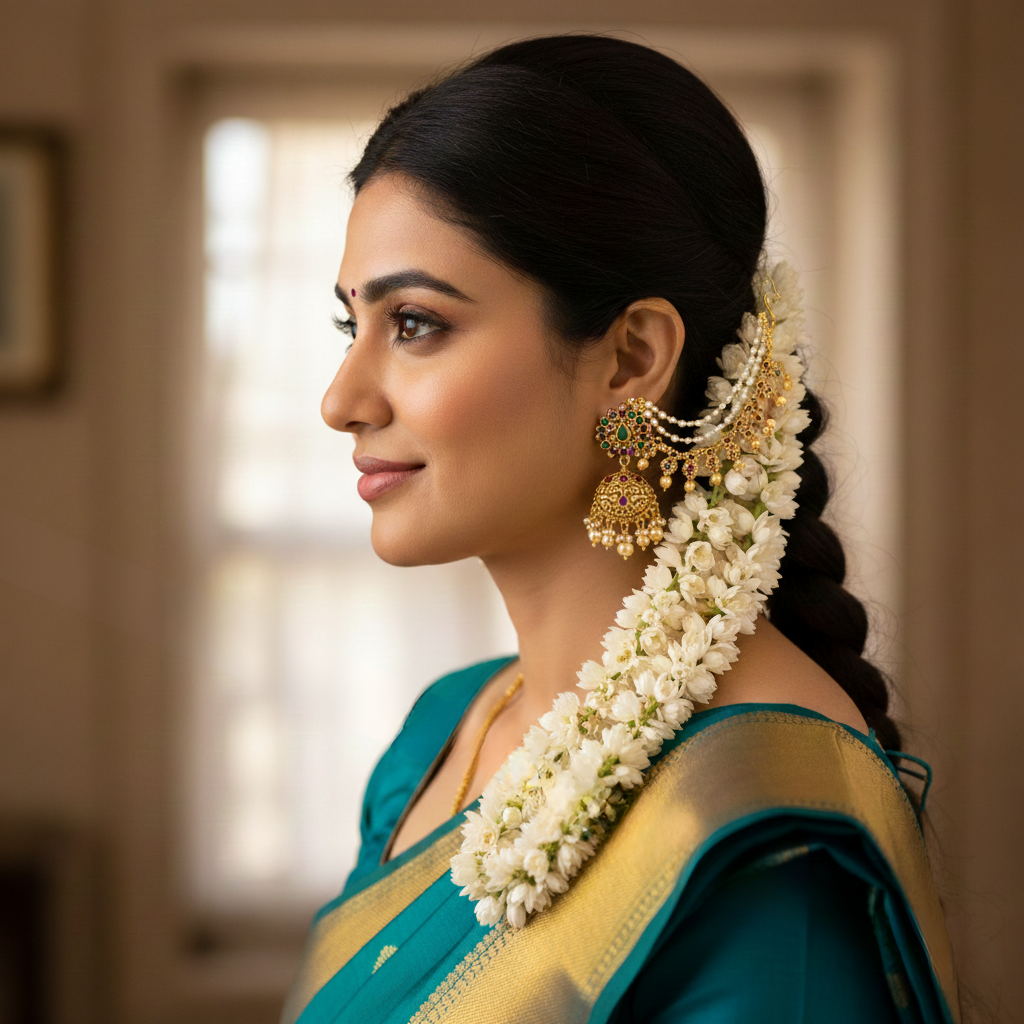 Luxury Temple Jewellery Ear Chain | Wedding & Festive Gold Look : V-1309