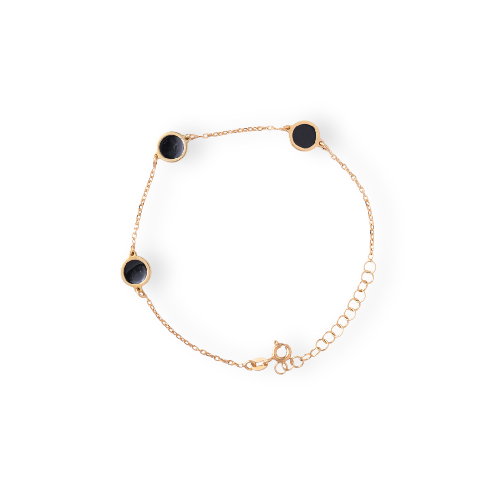 Trine: 92.5 Silver Bracelet For Women - Black And Gold : 1091BR