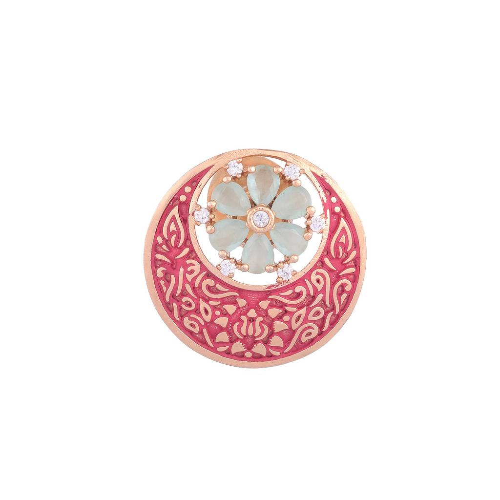 Beautiful Red Enamelled Studs Chandbali Stylesmall Earrings With Blue Diamond Embellishments : SJER1092