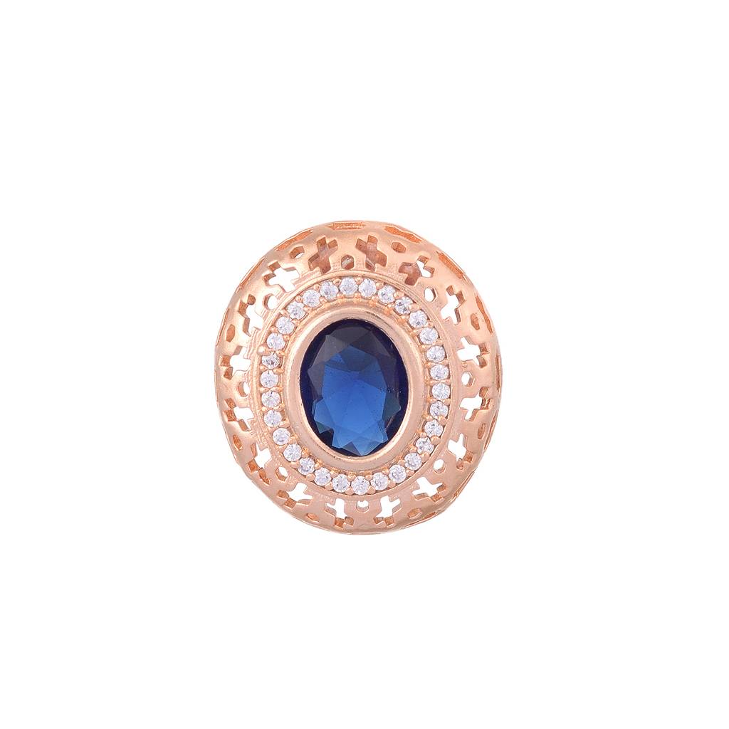 Royal Sapphire Studs Rose Gold Plated Ad Handcrafted Tops Blue Small Earrings : SJER1093
