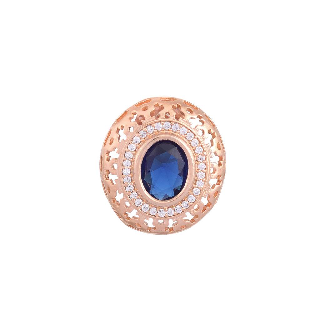 Royal Sapphire Studs Rose Gold Plated Ad Handcrafted Tops Blue Small Earrings : SJER1093