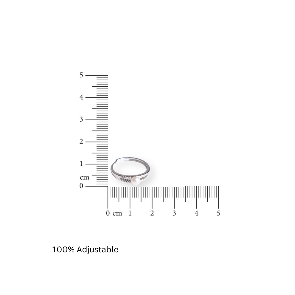 Lunaire: 92.5 Pearl And Silver Adjustable Ring For Women : 1094RI