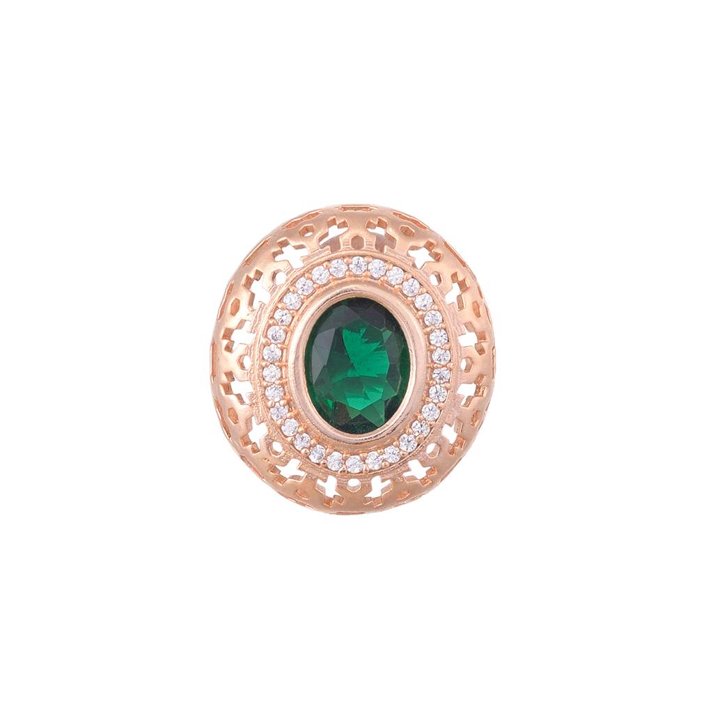 Royal Emerald Studs Rose Gold Plated Ad Handcrafted Tops Green Small Earrings : SJER1095