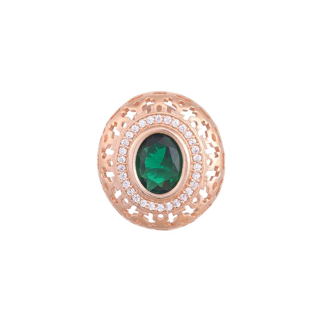 Royal Emerald Studs Rose Gold Plated Ad Handcrafted Tops Green Small Earrings : SJER1095