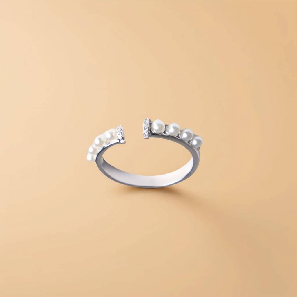 Pearl Knuckle & Finger Ring: 92.5 Silver For Women : 1095RI