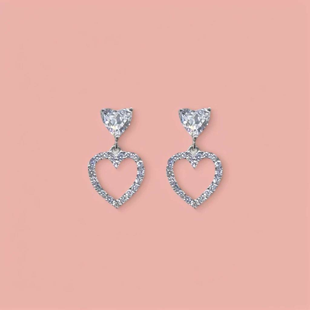 Lovebug: 92.5 Silver Heart Shaped Drop Earrings For Women : 1096EA