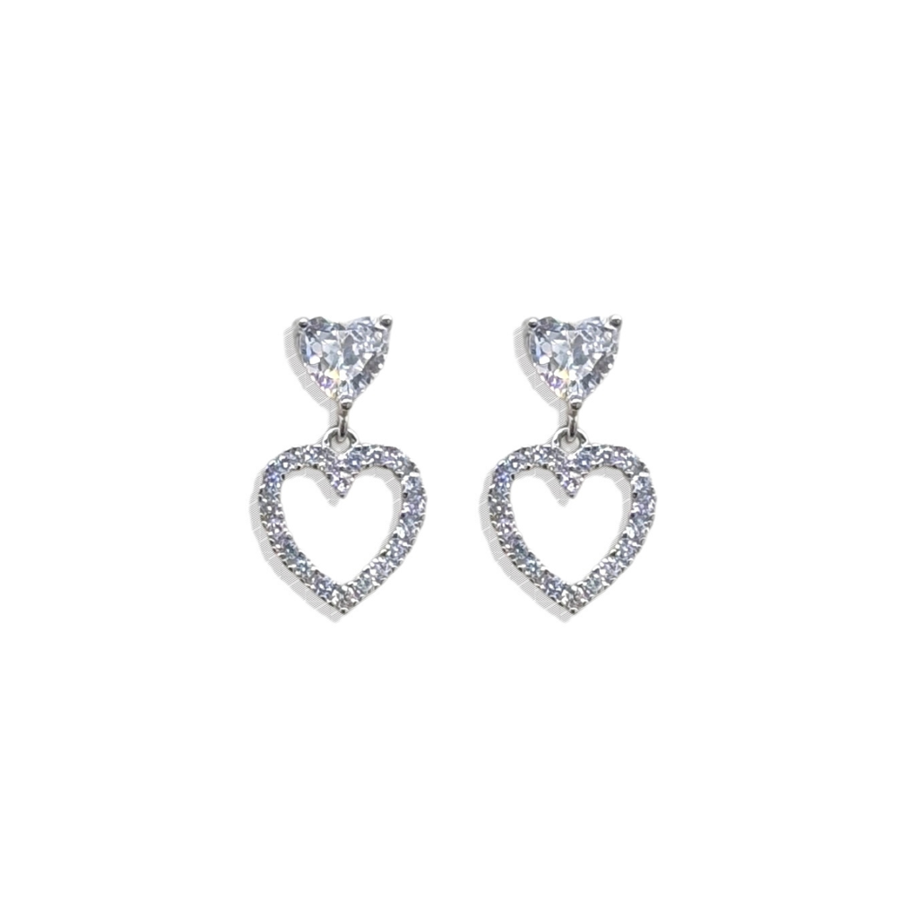 Lovebug: 92.5 Silver Heart Shaped Drop Earrings For Women : 1096EA