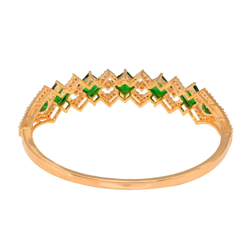 Saraf Jewellery Gold Plated With Green American Diamond Studded Handcrafted Stylish Bracelet For Women And Girls : SJBR1097