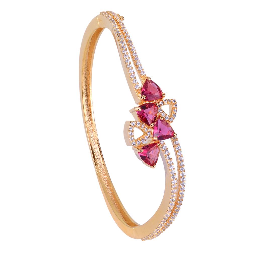 Saraf Jewellery Gold Plated With Ruby American Diamond Studded Handcrafted Bracelet For Women & Girls : SJBR1098