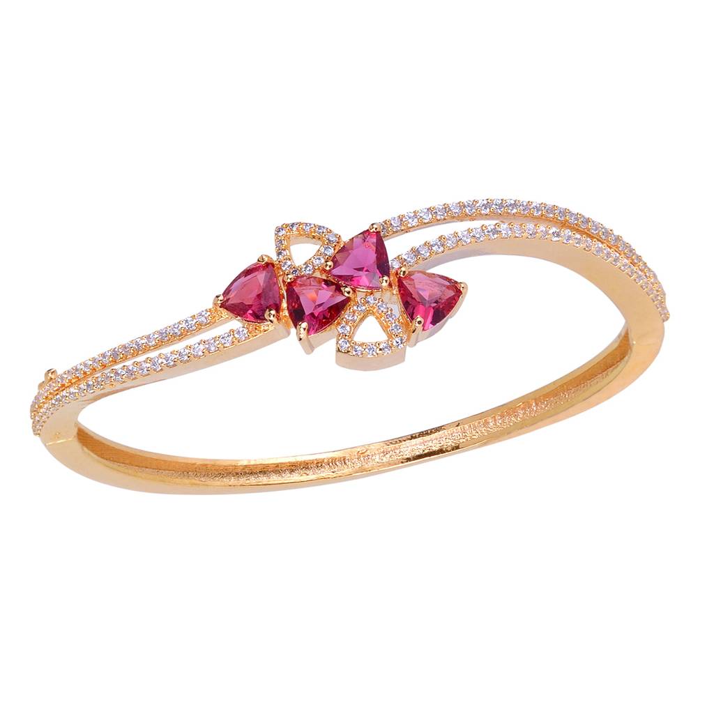 Saraf Jewellery Gold Plated With Ruby American Diamond Studded Handcrafted Bracelet For Women & Girls : SJBR1098