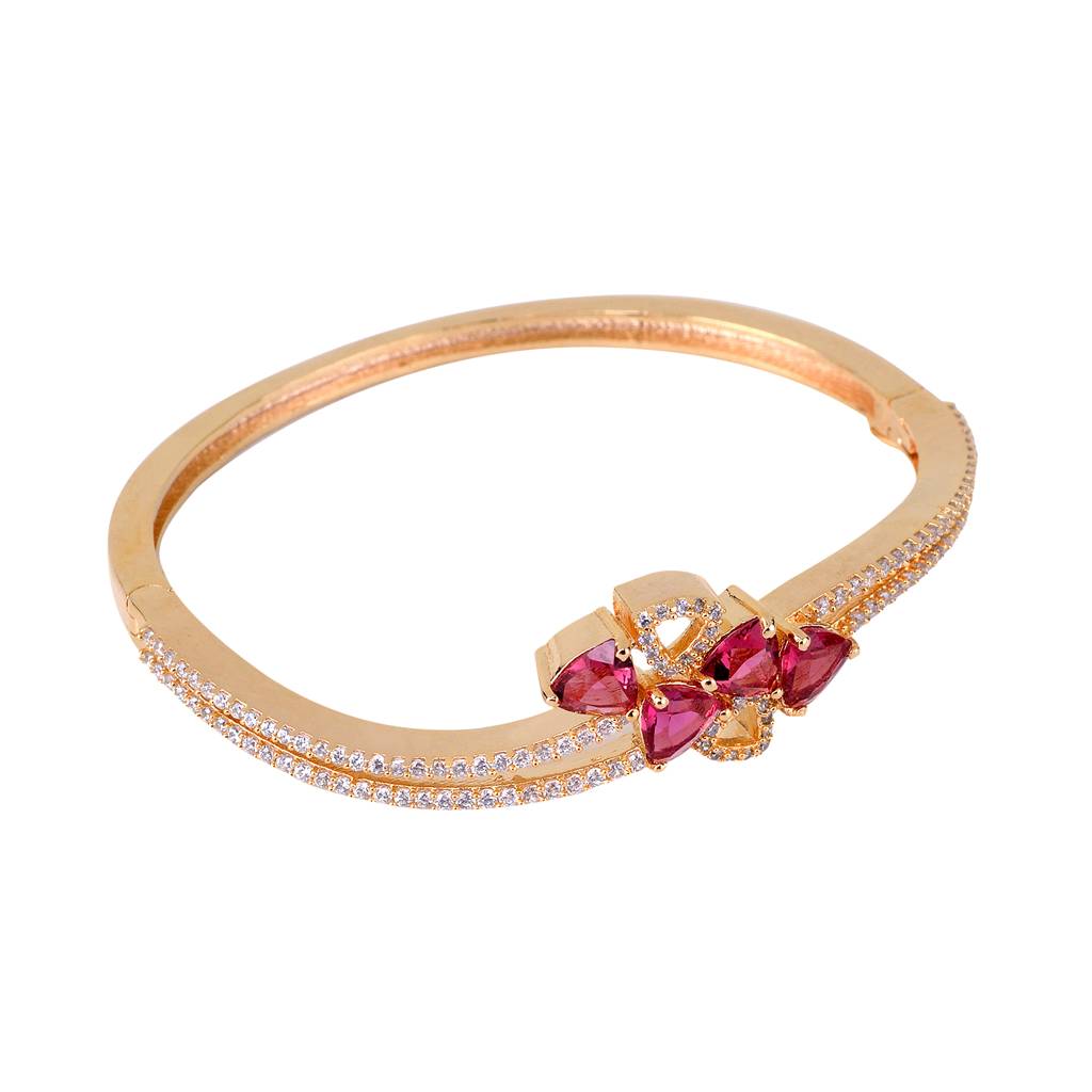 Saraf Jewellery Gold Plated With Ruby American Diamond Studded Handcrafted Bracelet For Women & Girls : SJBR1098